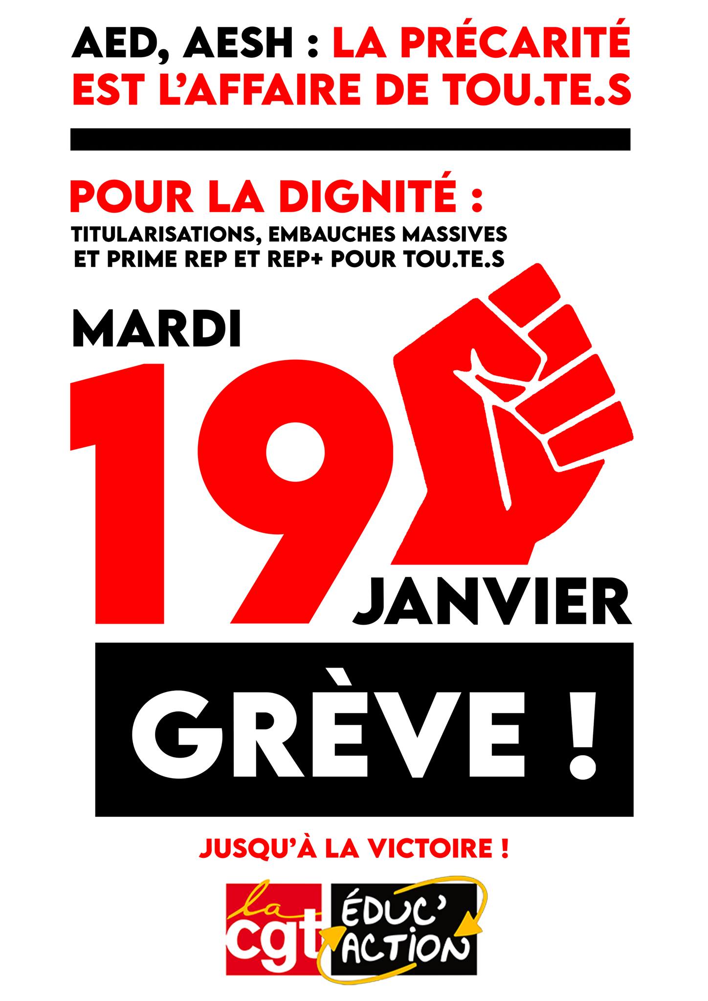 Grève des AED Vie scolaire janvier 2021 CGT Educ action DIJON